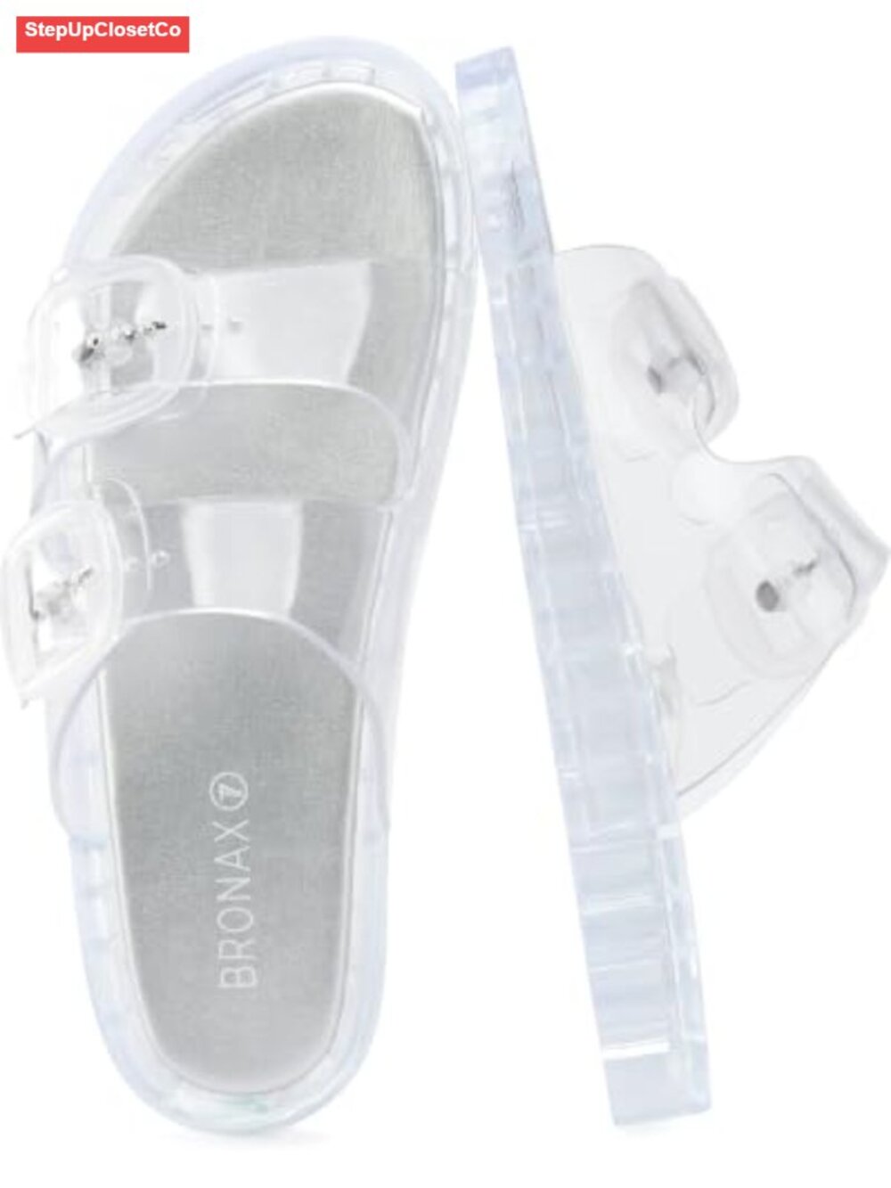 Adjustable Double Buckle Clear Jelly Slide Sandals